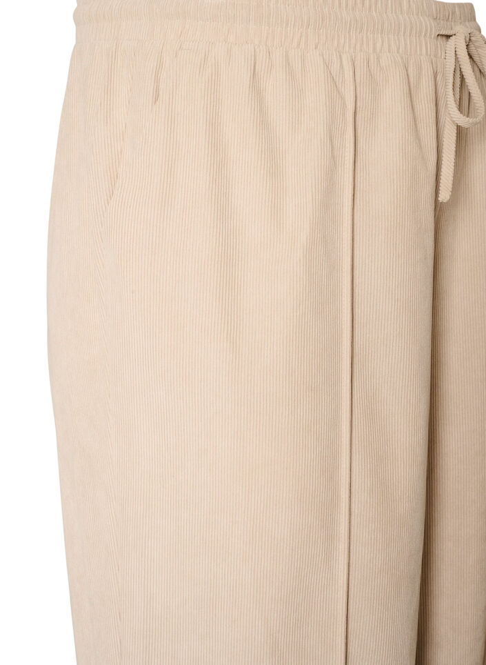 Manchesterbyxor med vida ben och h&ouml;g midja, Beige, Packshot image number 2