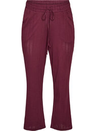 Pyjamasbyxor i ekologisk bomull med h&aring;lbroderi, M&ouml;rk Bordeaux