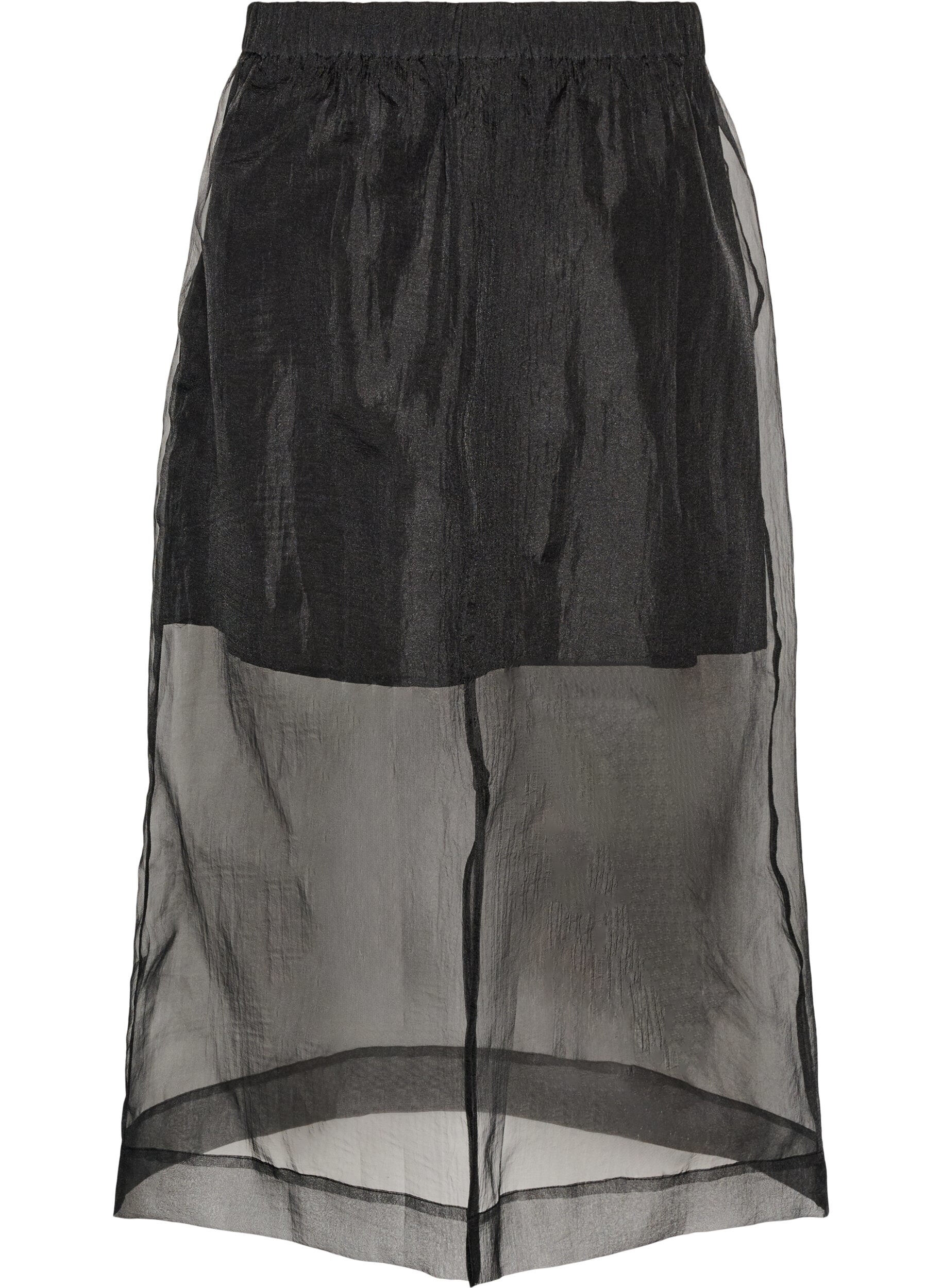 ZizziL&aring;ng kjol i organza-look, Svart, Packshot image number 1