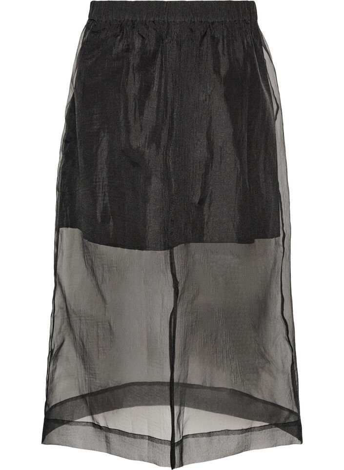 L&aring;ng kjol i organza-look, Svart, Packshot image number 1