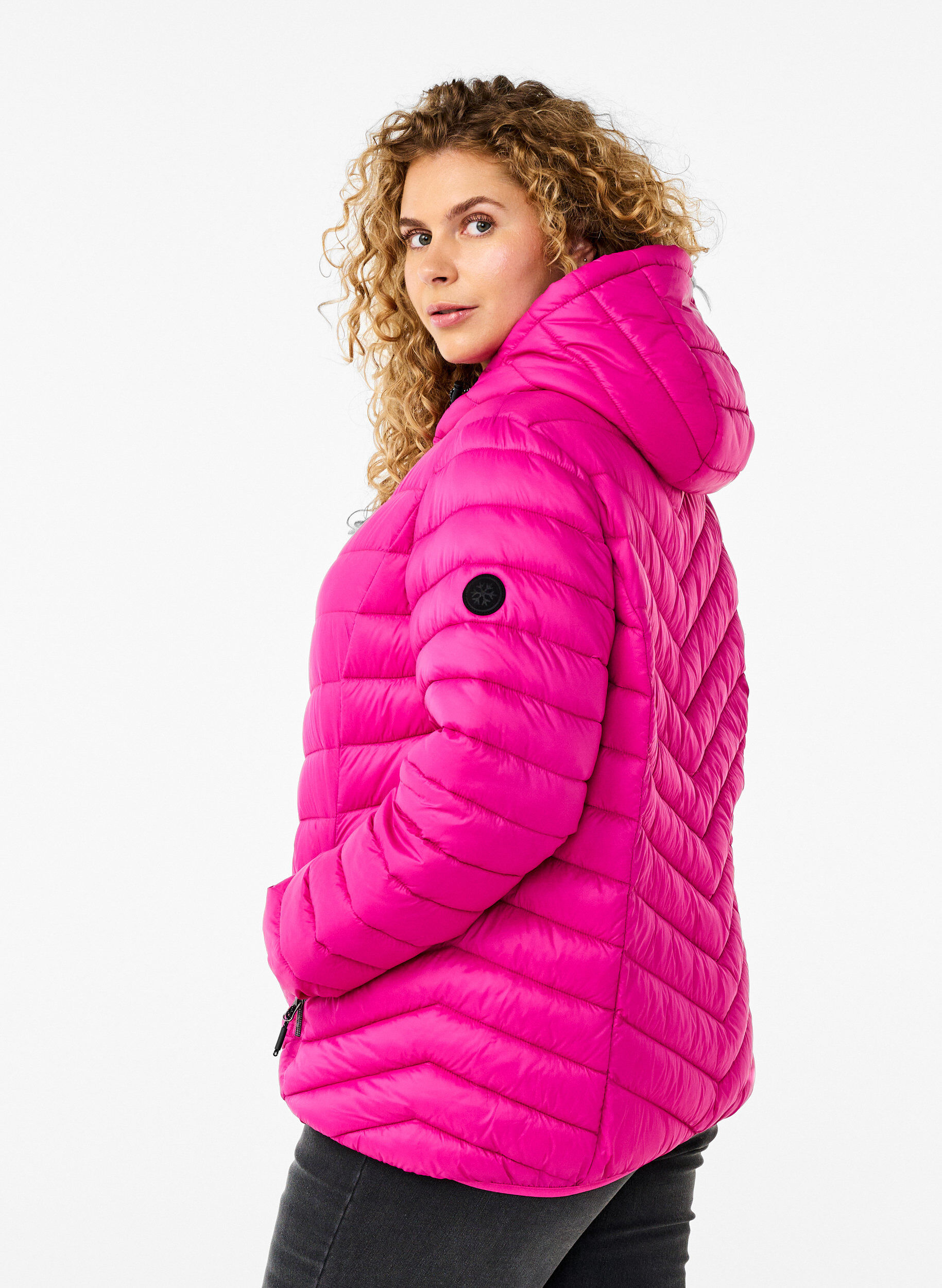 ZizziL&auml;ttviktsjacka med huva, Rosa, Model image number 2