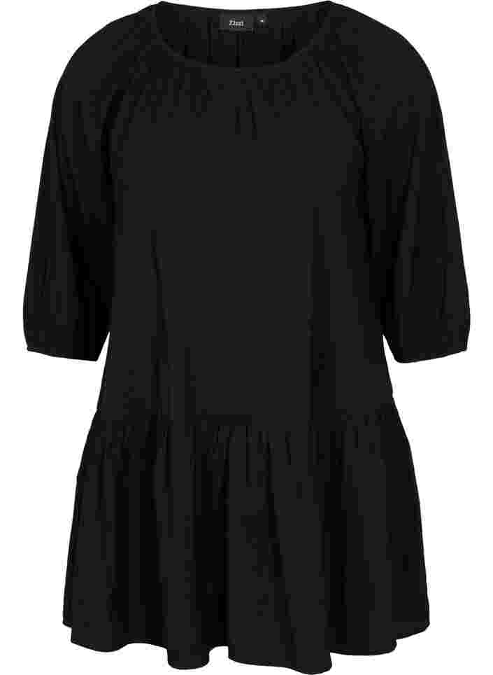 A-linjeformad tunika med 3/4-ärmar, Black