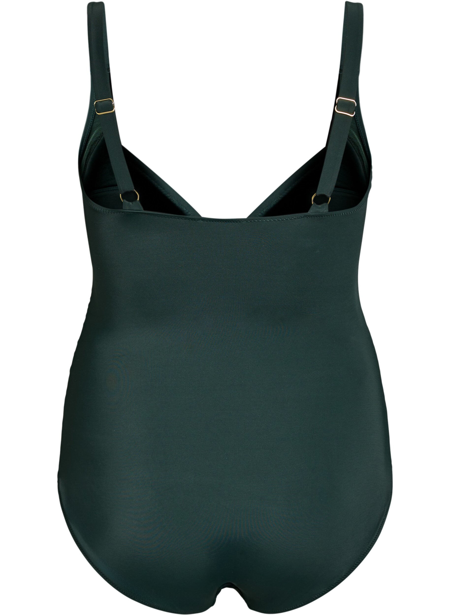 Zizzi Baddr&auml;kt med ringdetalj och drapering, Gr&ouml;n, Packshot image number 1