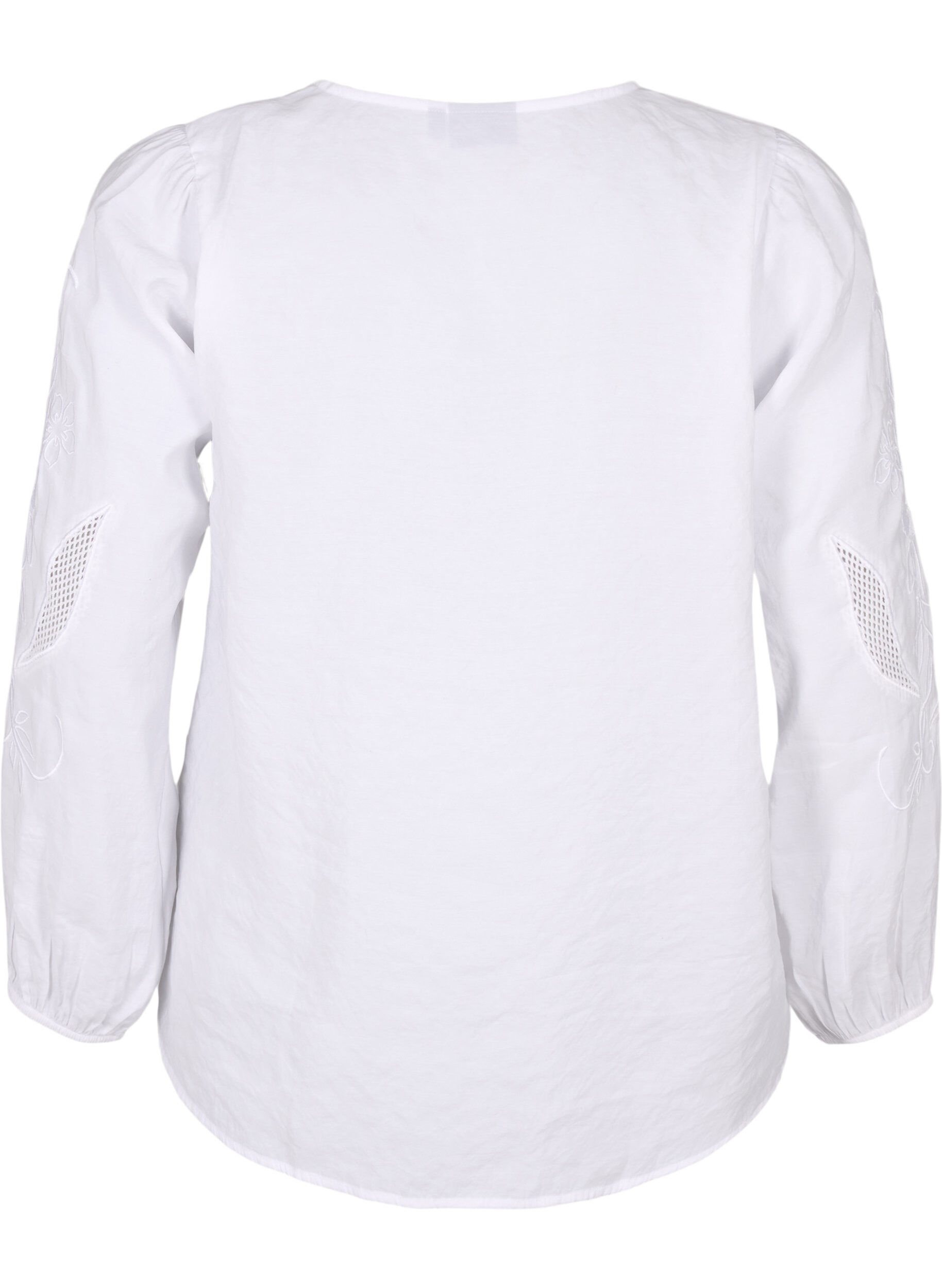 Zizzi Blus i TENCEL&trade; Modal med broderidetaljer, Bright White, Packshot image number 1