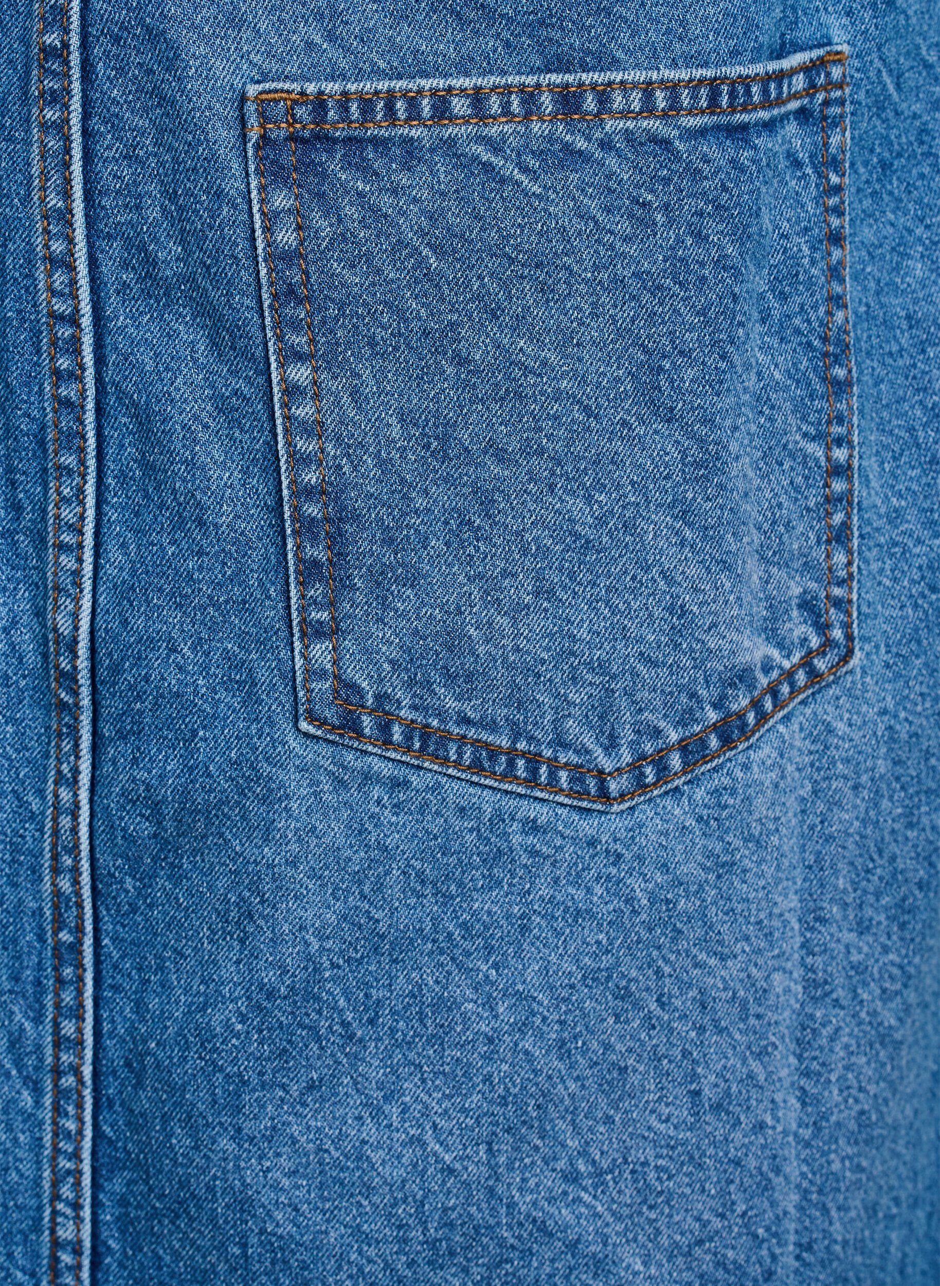 Zizzi Midikl&auml;nning i denim med h&auml;ngselband, Blue Denim, Packshot image number 3