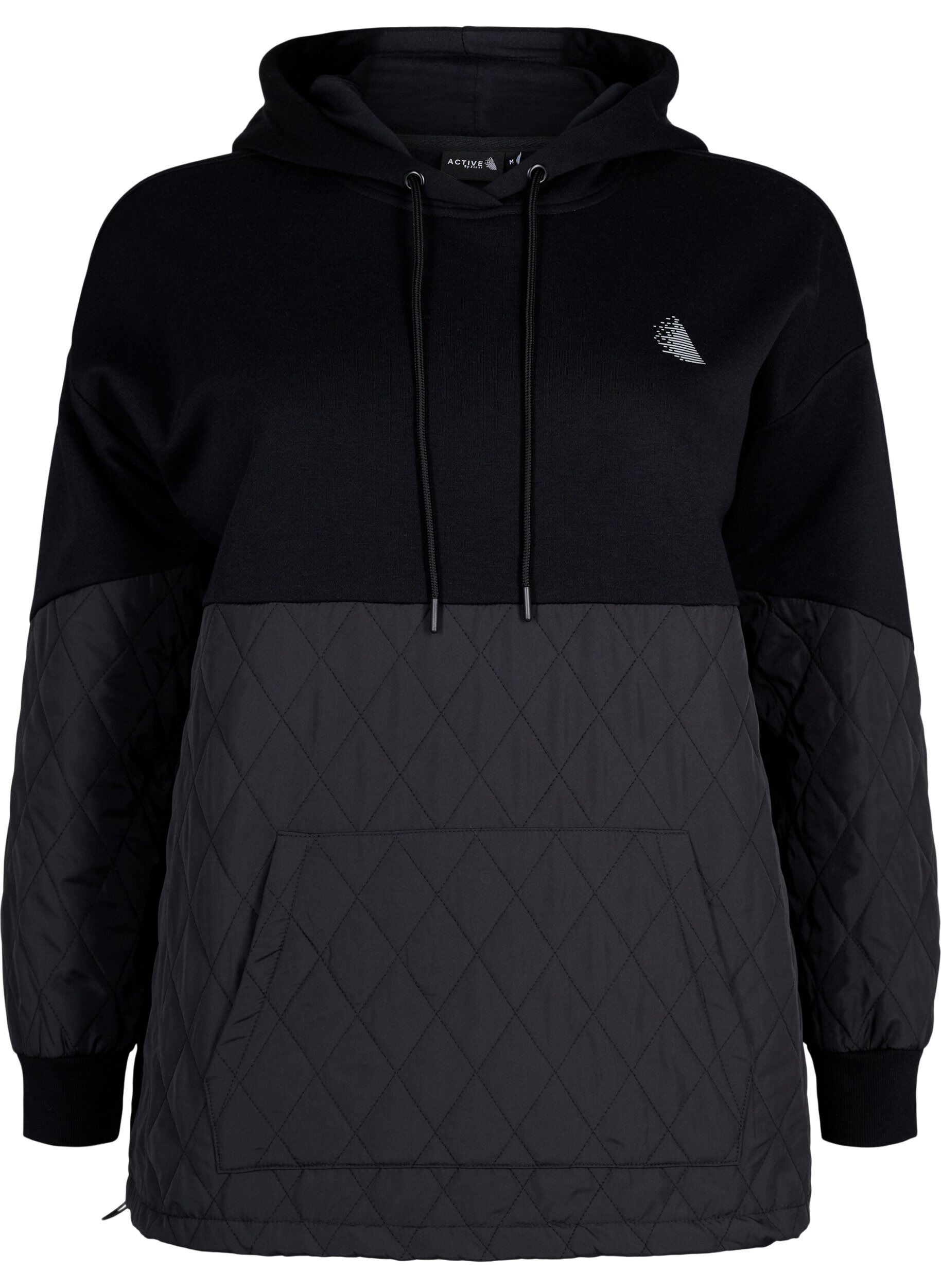 Zizzi Sweatshirt med huva och quilt, Black, Packshot image number 0
