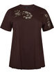 T-shirt i bomull med spetsapplikationer, Brun, Packshot image number 0