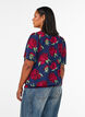 Blus i viskos med blommigt m&ouml;nster och ballongform, Bl&aring;, Model image number 2