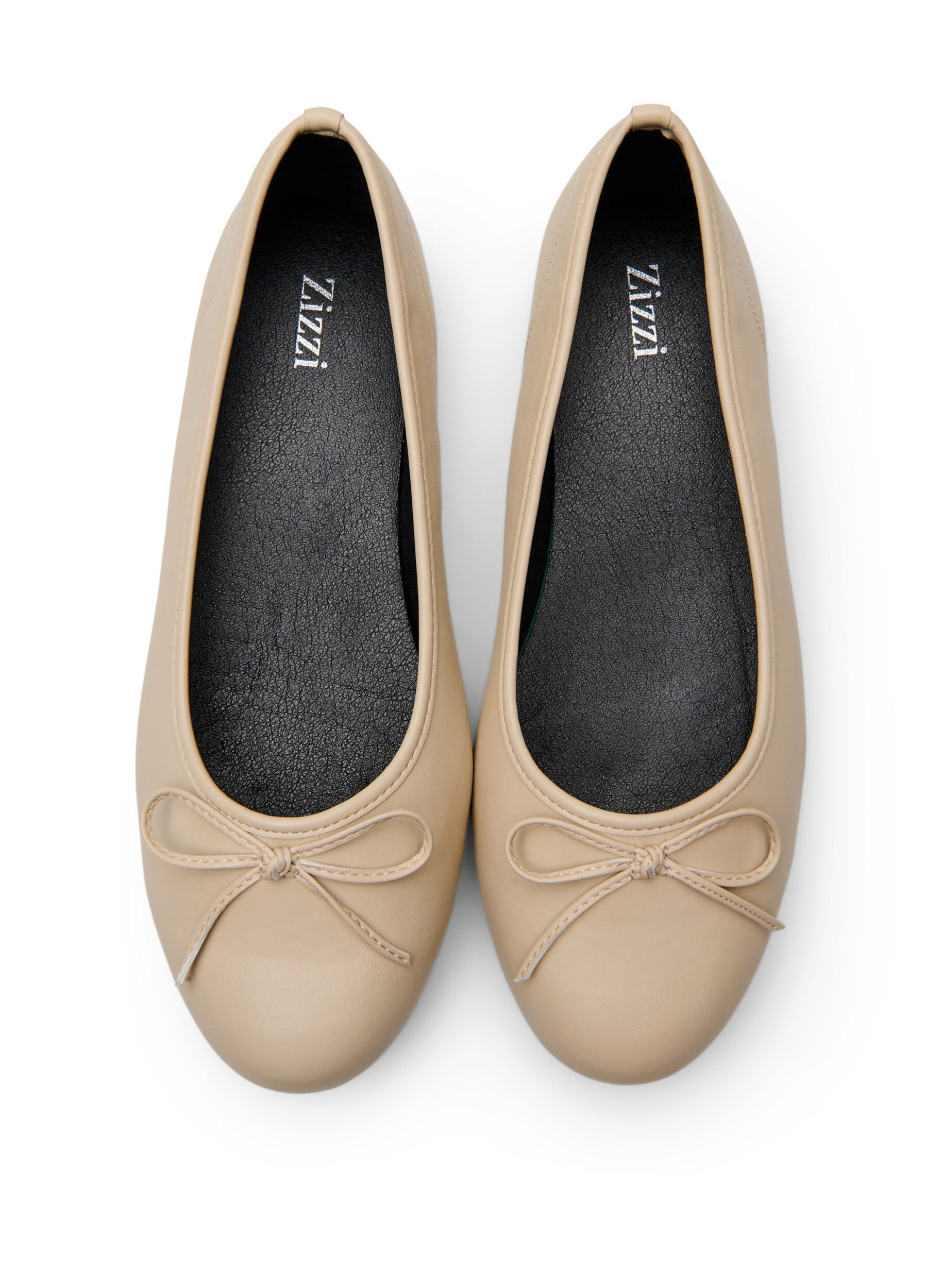 Zizzi Wide fit - Ballerinaskor med rosett, Beige, Packshot image number 2