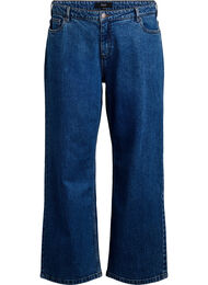 Jeans med vida ben och h&ouml;g midja, Bl&aring;