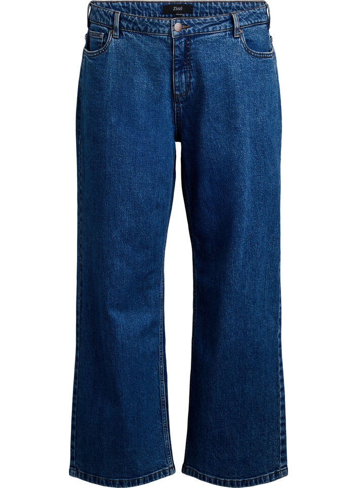 Jeans med vida ben och h&ouml;g midja, Bl&aring;, Packshot image number 0