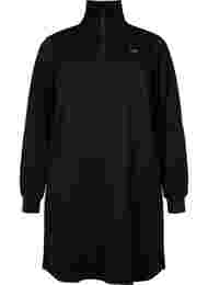 Sweatshirtklänning med hög krage, Black