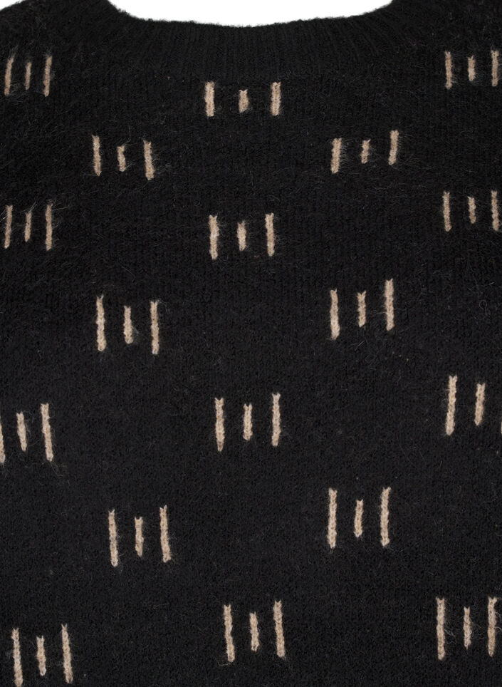 Mönstrad pullover, Black Mel. Nomad, Packshot image number 2