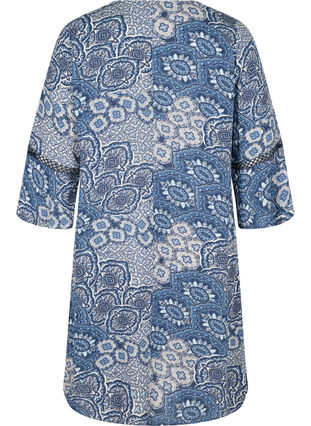 Viskosklänning med 3/4 ärmar och tryck, Asian Blue print, Packshot image number 1