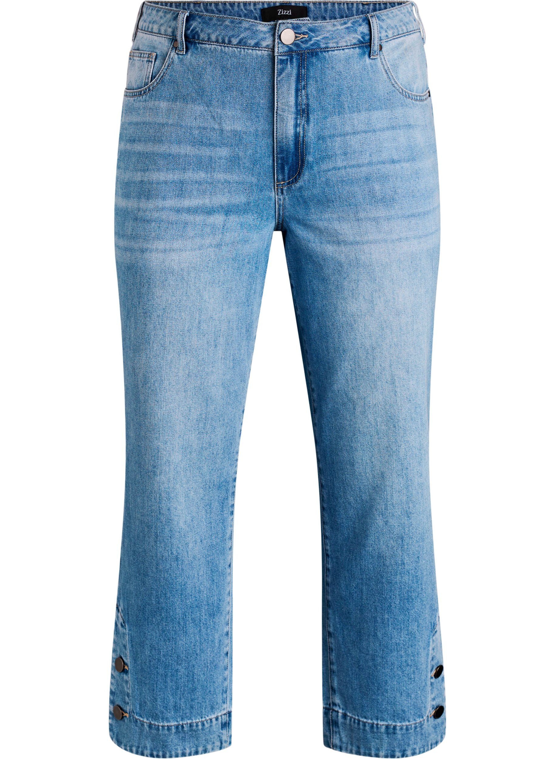 Croppade Kiana-jeans med rak passform och knappdetaljer