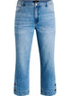 Croppade Kiana-jeans med rak passform och knappdetaljer, Bl&aring;, Packshot image number 0