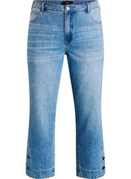 Croppade Kiana-jeans med rak passform och knappdetaljer, Bl&aring;