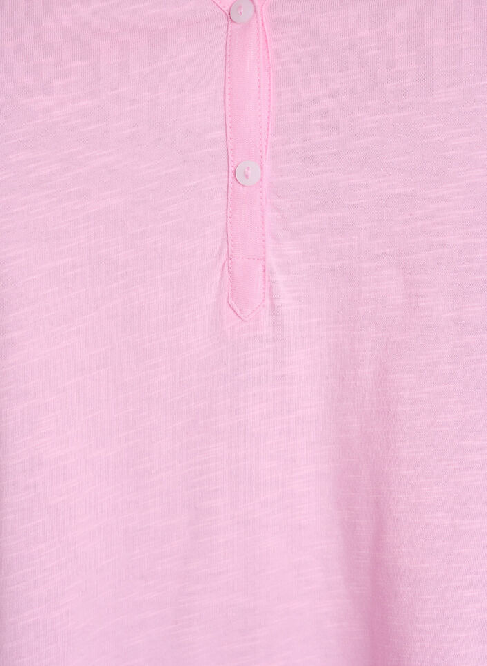 T-shirt med knappdetalj, Rosa, Packshot image number 2