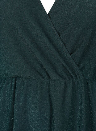Glitterklänning med omlott och långa ärmar, Black Scarab, Packshot image number 2