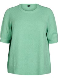 Stickad blus med korta &auml;rmar, Gr&ouml;n