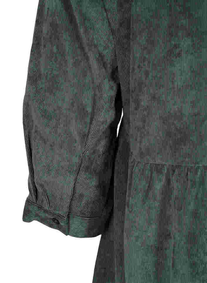 Klänning med 3/4-ärmar och knappar, Deep Forest, Packshot image number 3