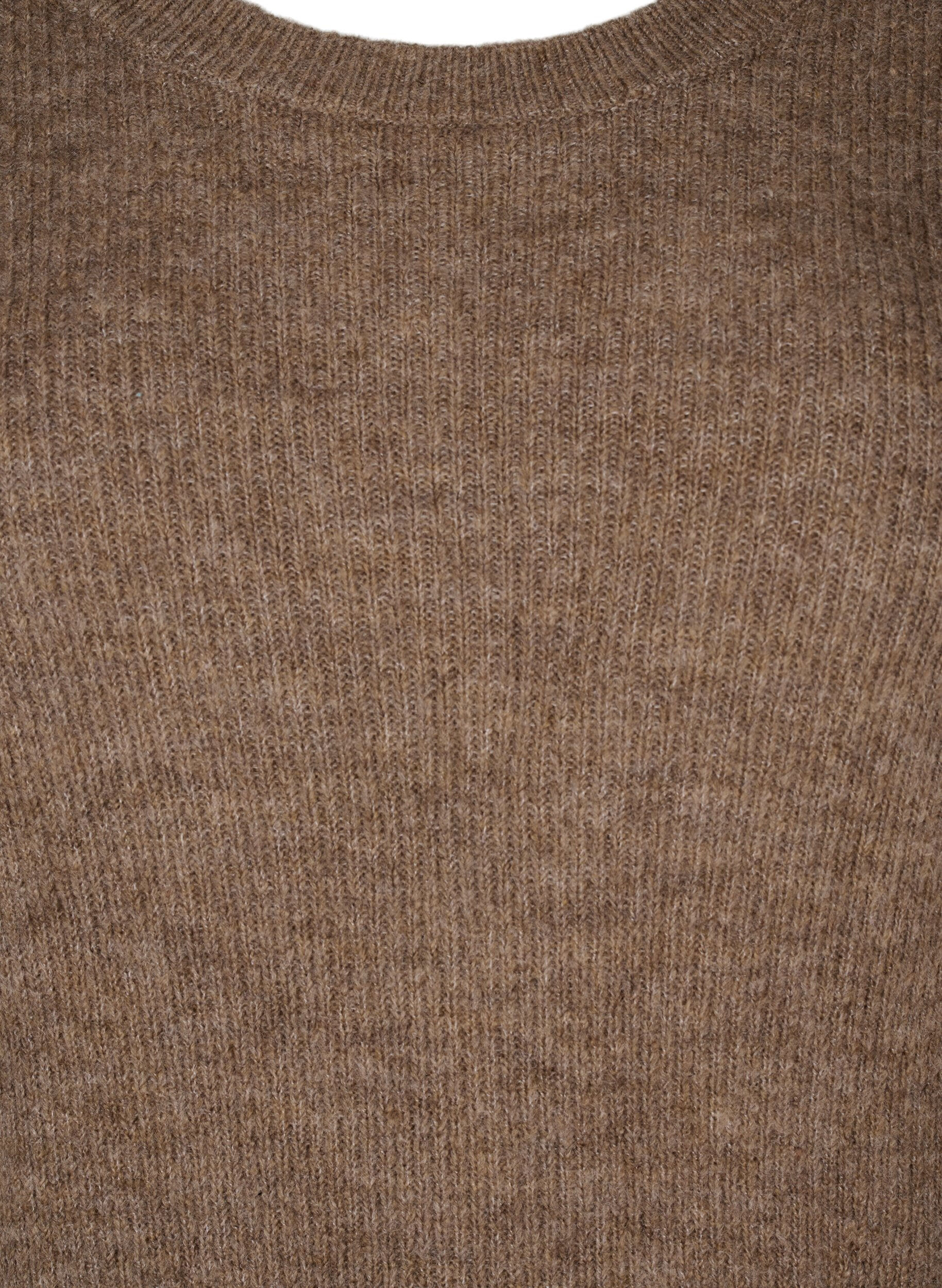 Zizzi L&aring;ng&auml;rmad ribbstickad kl&auml;nning, Caribou Mel., Packshot image number 2