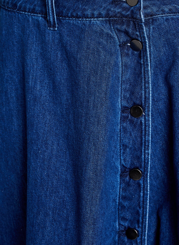 A-linjeformad jeanskjol med knappkn&auml;ppning, Bl&aring;, Packshot image number 2