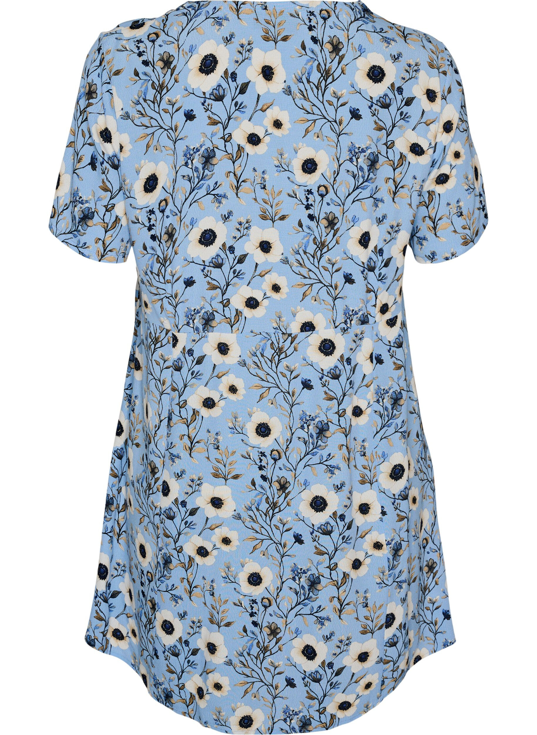 ZizziKort kl&auml;nning med blomm&ouml;nster, Bl&aring;, Packshot image number 1