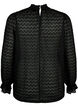 Långärmad blus med mönstrad struktur, Black, Packshot image number 1