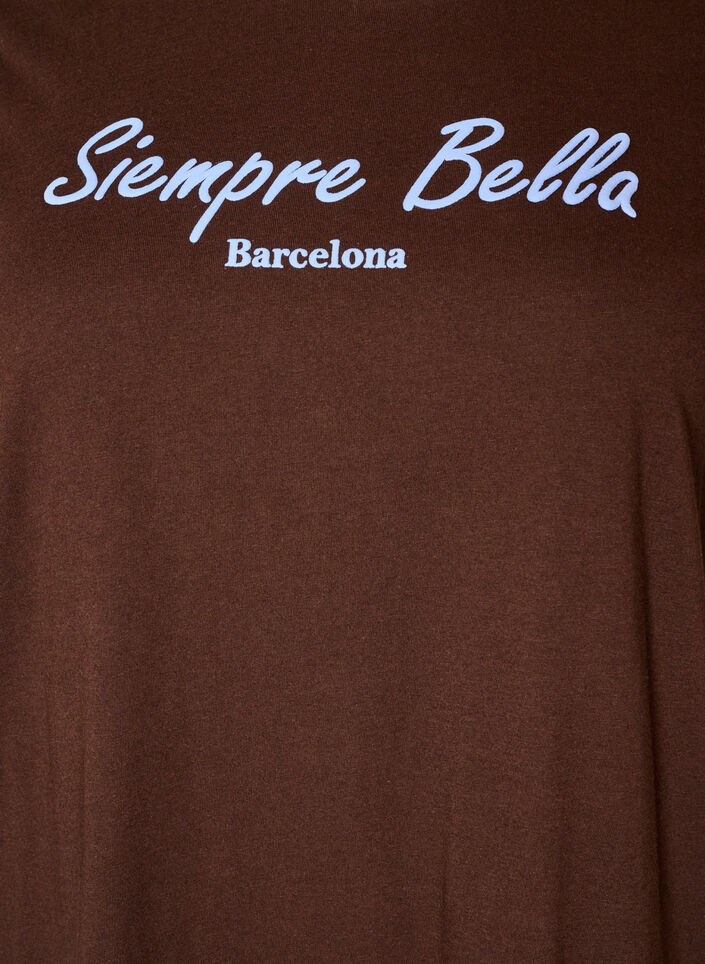 T-shirt i ekologisk bomull med tryck, Brun, Packshot image number 2