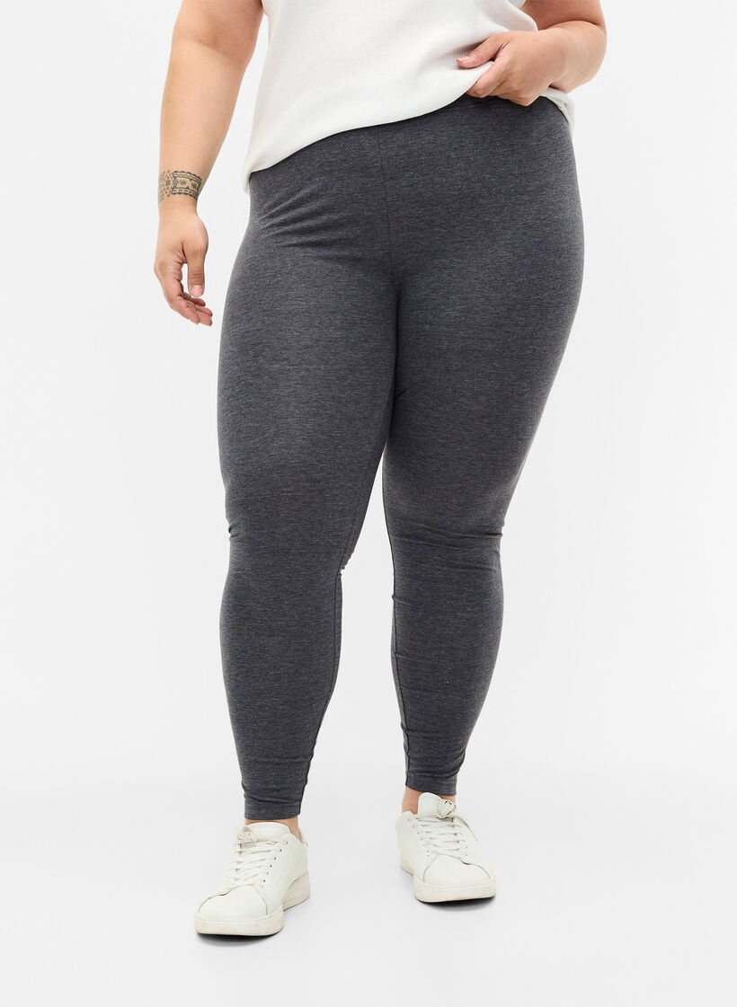 Grå melerade leggings, Dark Grey Melange, Model image number 0