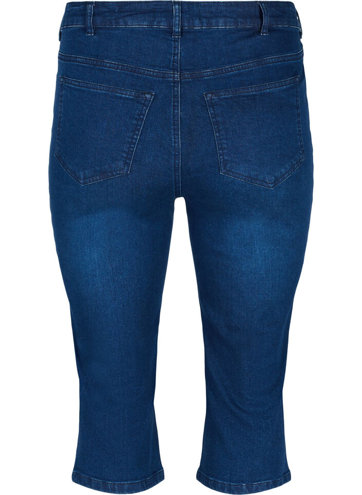 Kroppsnära jeansknickers i bomull, Dark blue denim, Packshot image number 1