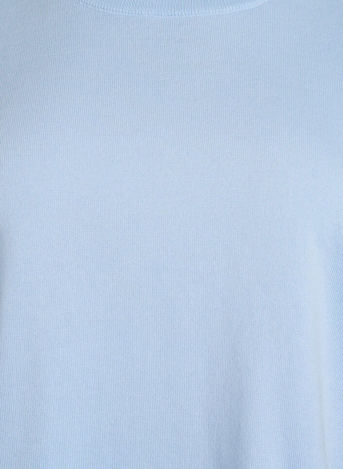 Finstickad blus med korta &auml;rmar, Bl&aring;, Packshot image number 2