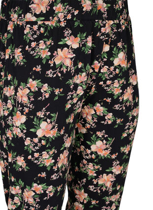Pyjamasbyxor med blommigt mönster i bomull, Black Flower, Packshot image number 2