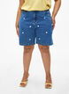 Jeansshorts med h&ouml;g midja och broderade hj&auml;rtan, Bl&aring;, Model image number 3