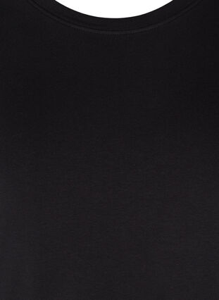 Kortärmad klänning i bomull med slits, Black, Packshot image number 2