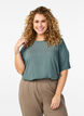Kort&auml;rmad v&auml;vd blus med rund hals, Gr&ouml;n, Model image number 0