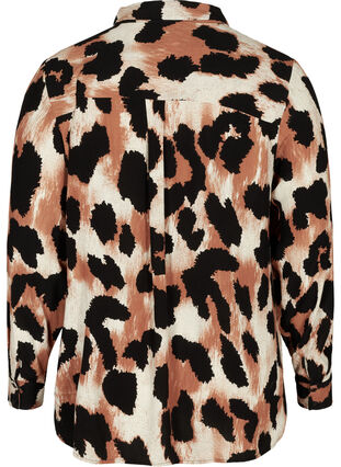 Viskos skjorta med leopard print, Black AOP, Packshot image number 1