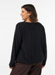 Blus i ballongsilhuett med v-ringning, Svart, Model image number 2