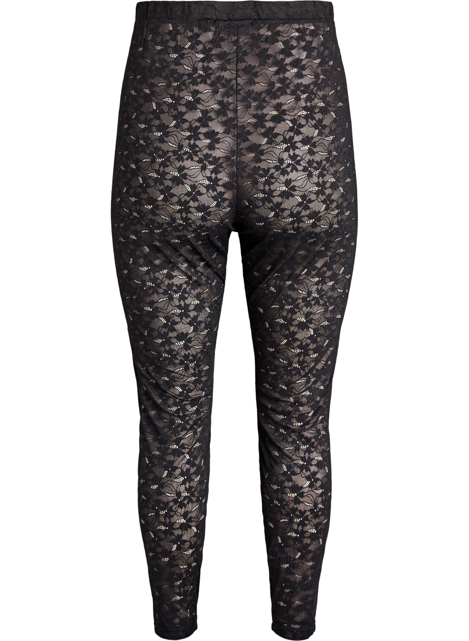 Zizzi Leggings i spets med h&ouml;g midja, Svart, Packshot image number 1