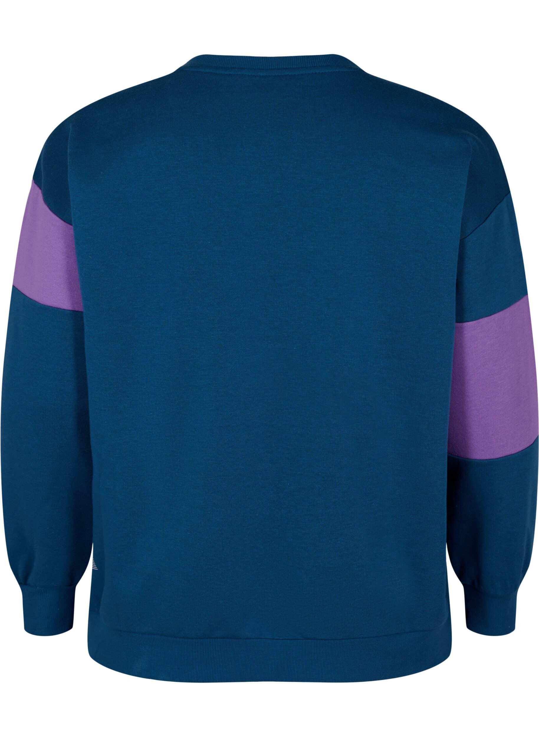 Zizzi Sweatshirt med sportigt tryck, Blue Wing Teal Comb, Packshot image number 1