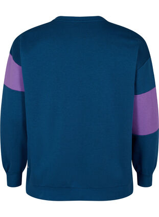 Sweatshirt med sportigt tryck, Blue Wing Teal Comb, Packshot image number 1