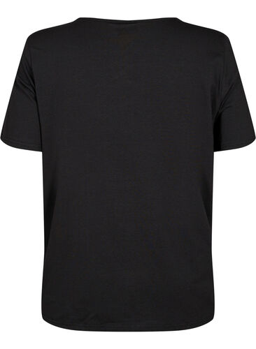 V-ringad t-shirt med snör-detaljer, Black, Packshot image number 1