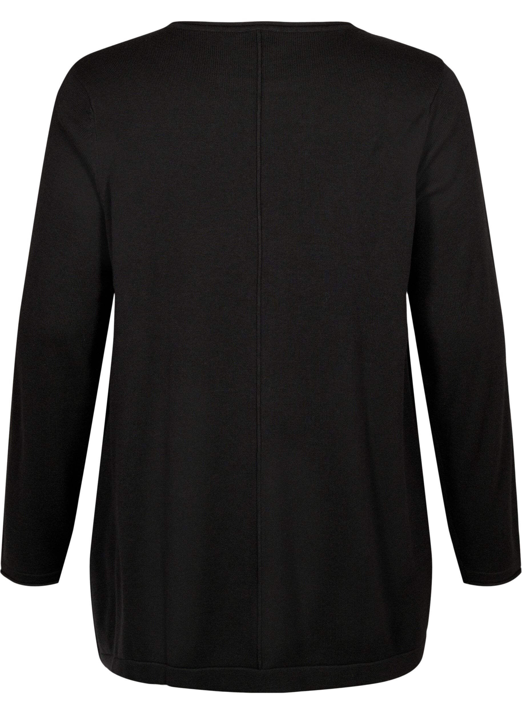 ZizziStickad blus i bomull-viskosblandning, Svart, Packshot image number 1