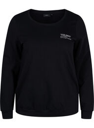 Sweatshirt i bomull med texttryck, Black