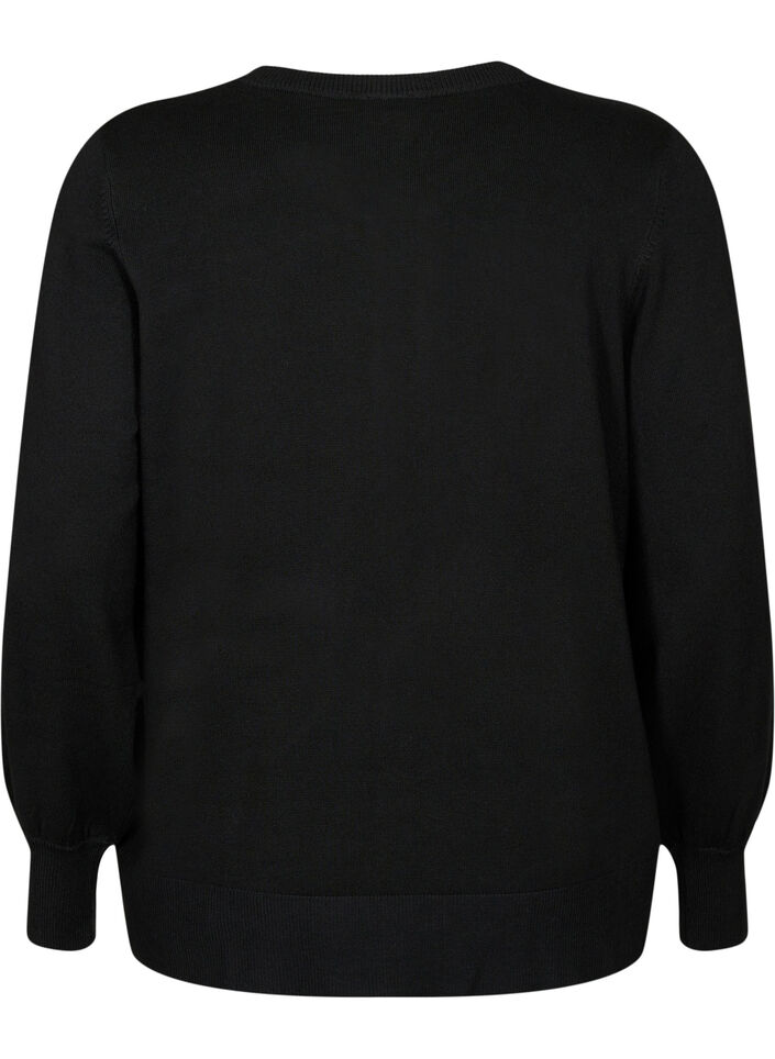 Stickad viskoskofta med knappar, Black, Packshot image number 1