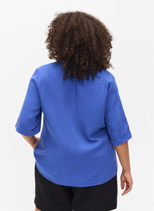Kortärmad skjorta med bröstfickor, Dazzling Blue, Model image number 1