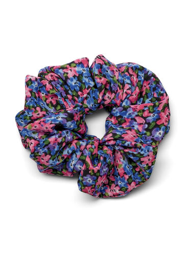 Blommig scrunchie, Blue Pink Flower, Packshot image number 0