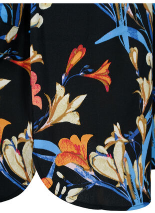 Mönstrad klänning med dragsko i midjan, Black Flower AOP, Packshot image number 4