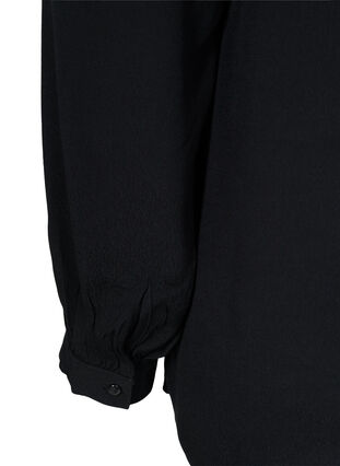Långärmad skjorta i viskos med volangdetalj, Black, Packshot image number 3